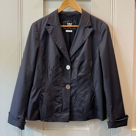 Riani Blazer Suit Jacket Navy Blue Basketweave Detail Wool Blend 12 - Picture 1 of 12